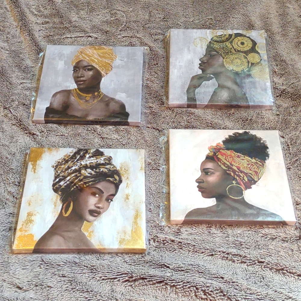 Gold Accent African Woman Canvas Art Set